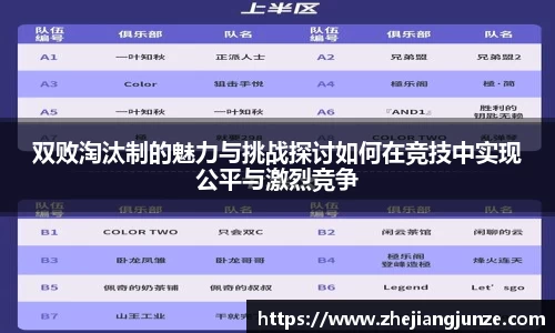 双败淘汰制的魅力与挑战探讨如何在竞技中实现公平与激烈竞争