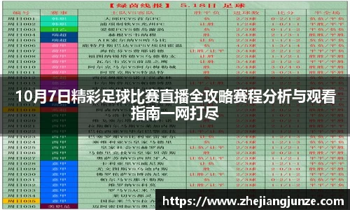 10月7日精彩足球比赛直播全攻略赛程分析与观看指南一网打尽
