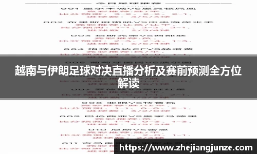 越南与伊朗足球对决直播分析及赛前预测全方位解读